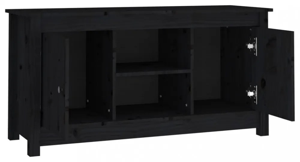 fekete tömör fenyőfa TV-szekrény 103 x 36,5 x 52 cm