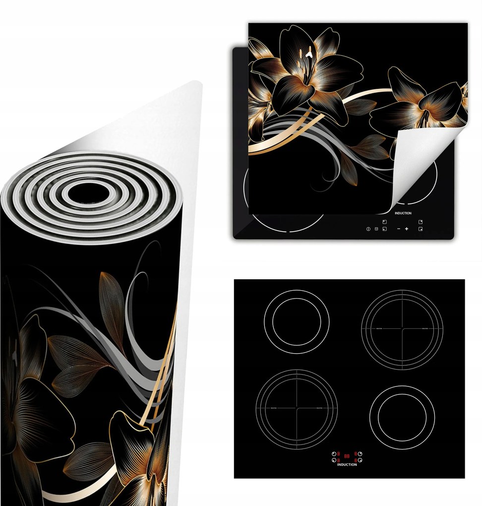 Tűzhelyvédő Szőnyeg Több Helyet Biztosít 60x52 fekete Orchidea