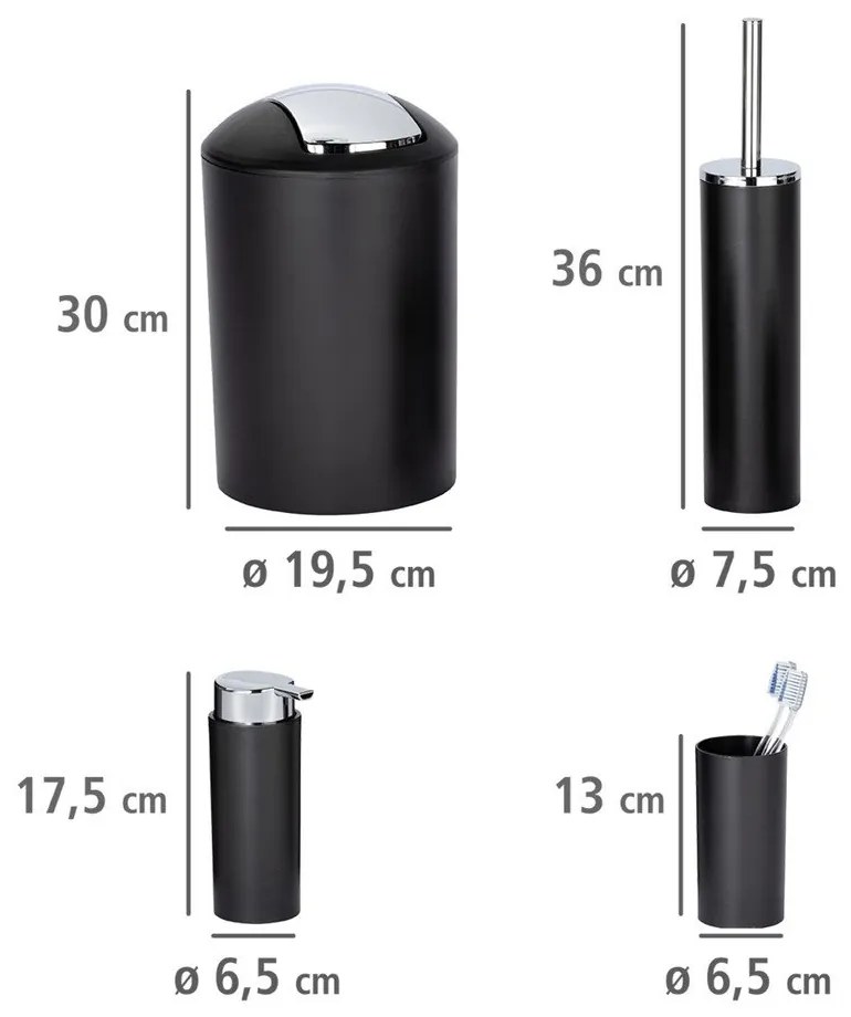 Fekete műanyag fürdőszobai kiegészítő szett Calvo – Wenko