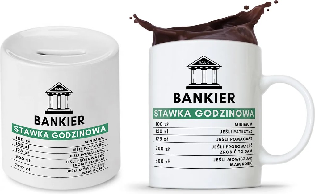 Bankár Szett Bögre Persely Ajándék fényképes nyomtatással