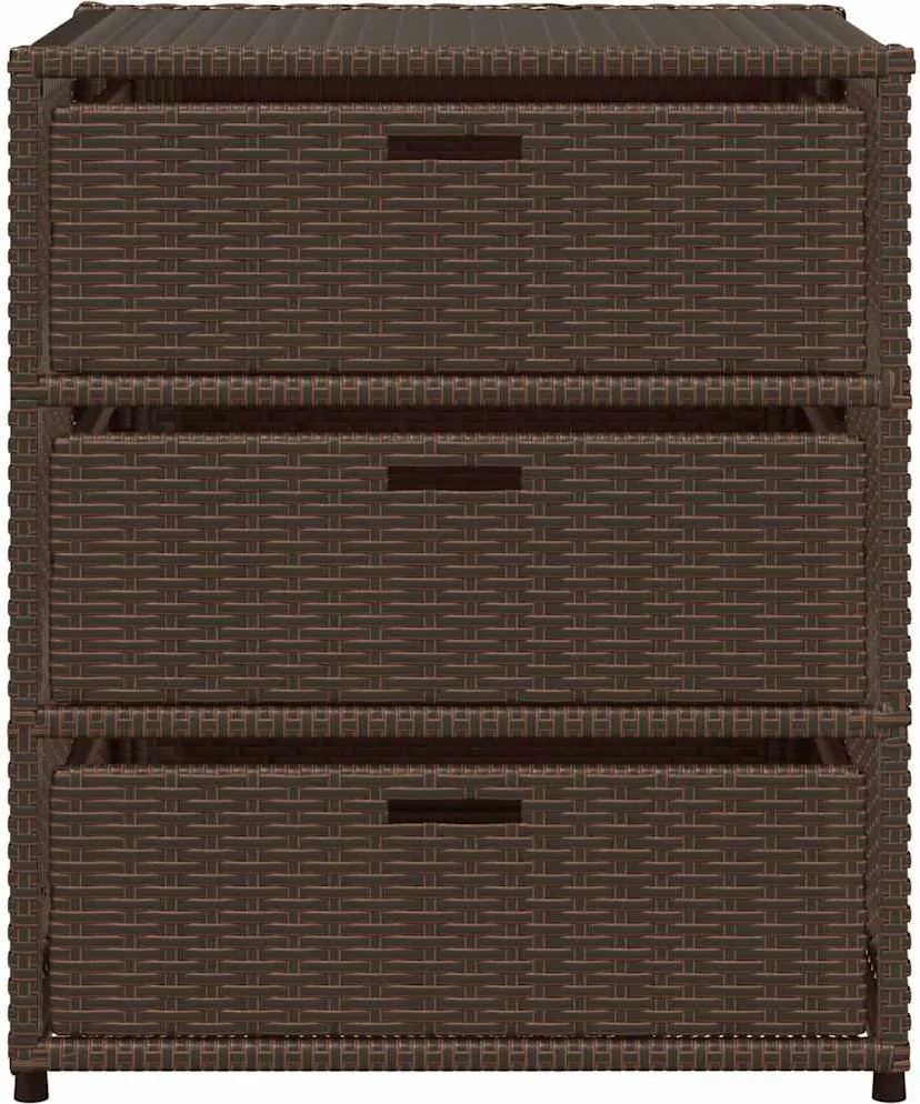 vidaXL barna polyrattan kerti tárolószekrény 55 x 59 x 69 cm
