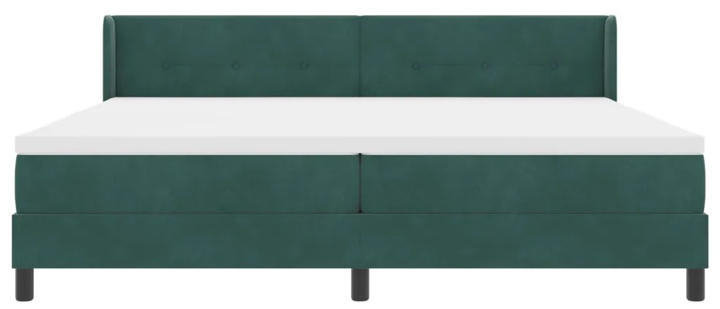 Boxspring Ágy Matrac Vele 200x200 cm Sötét Zöld Bársonyos