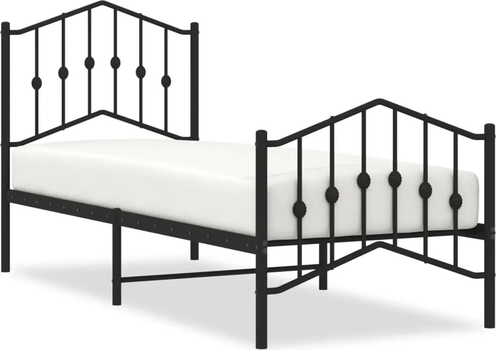 vidaXL fekete fém ágykeret fej- és lábtámlával 75 x 190 cm