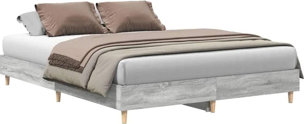 vidaXL sonoma tölgyszínű szerelt fa ágykeret matrac nélkül 140x200 cm
