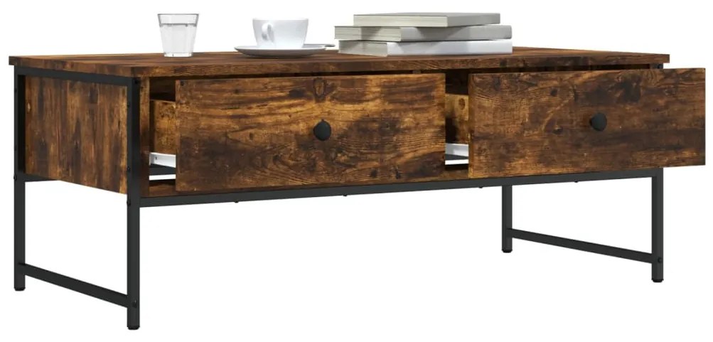 Füstös tölgy színű szerelt fa dohányzóasztal 101 x 49 x 39,5 cm
