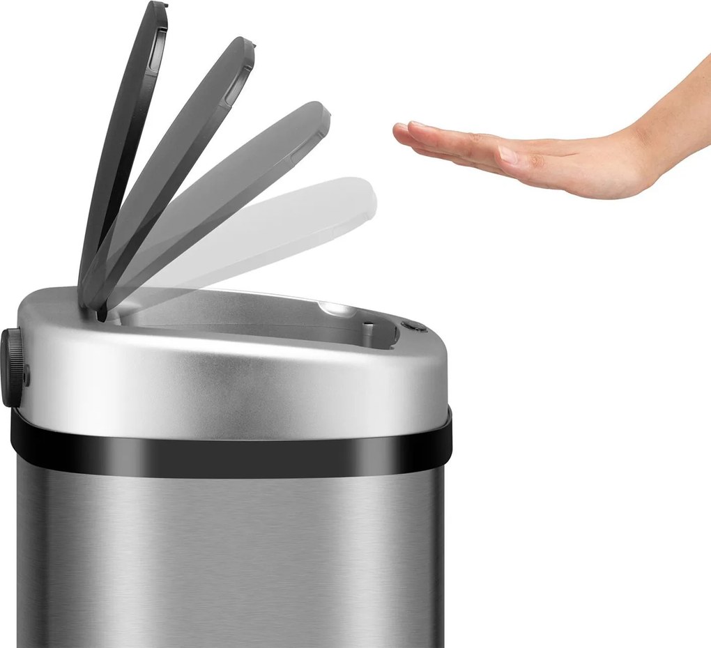Juskys Érintésmentes szögletes szemetes 60l - ezüst