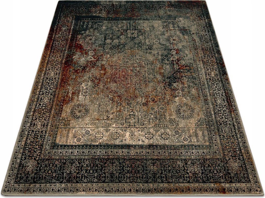 Nappali szőnyeg gyapjú Omega Mamluk rozetta vintage smaragd 170x170 cm