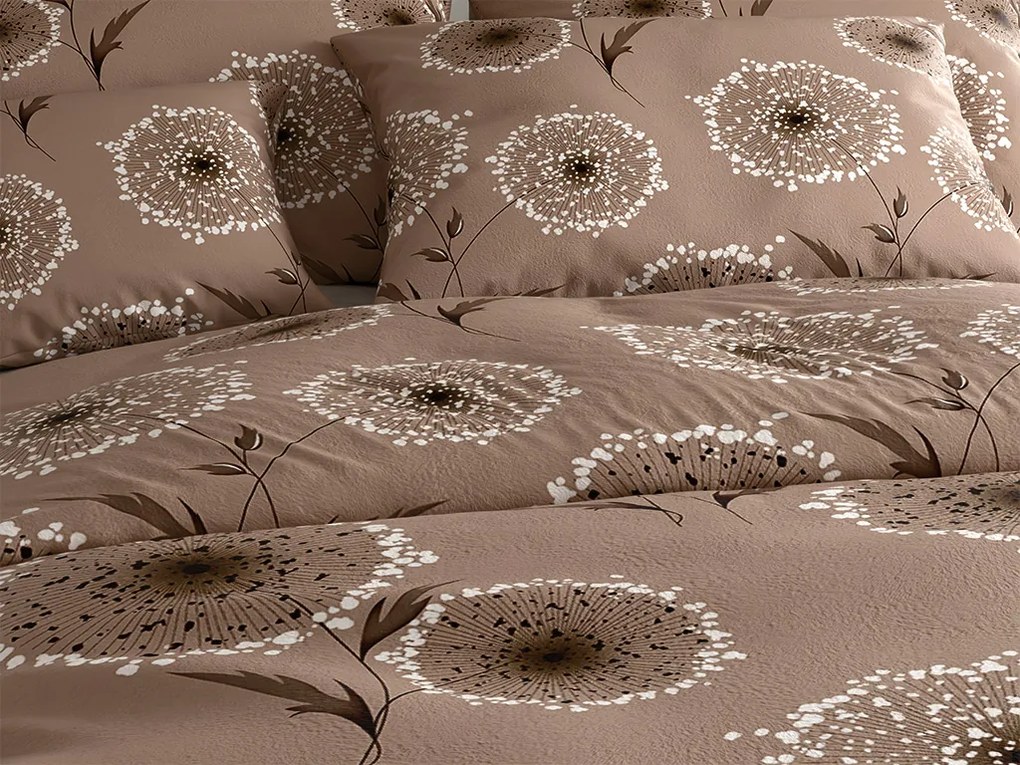 2 db Mikroplüss ágynemű szett PAMPELINO világosbarna + Mikroplüss lepedő SOFT 180x200 cm fehér, kétszemélyes ágyhoz
