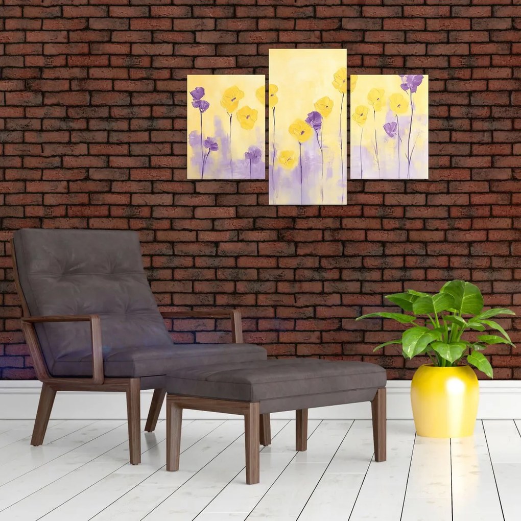 Kép - Lila és sárga virágok (90x60 cm)