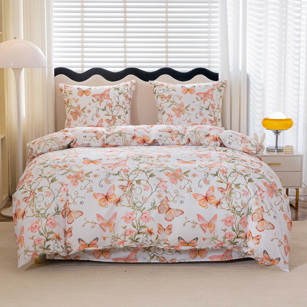 Mikroszálas ágyneműhuzat ORANGE BUTTERFLY fehér Ágyneműhuzat mérete: 2 db 70 x 80 cm | 160 x 200 cm