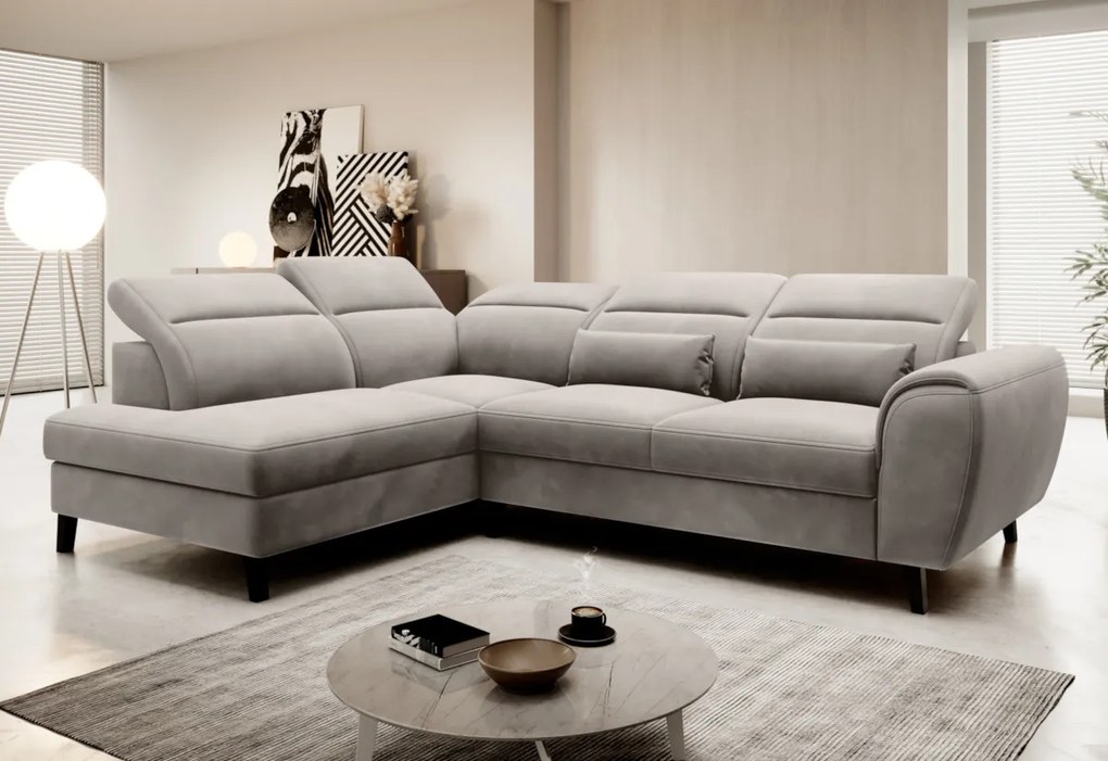 BLUM sarok ülőgarnitúra, 255x83-100x201, nube 40, balos