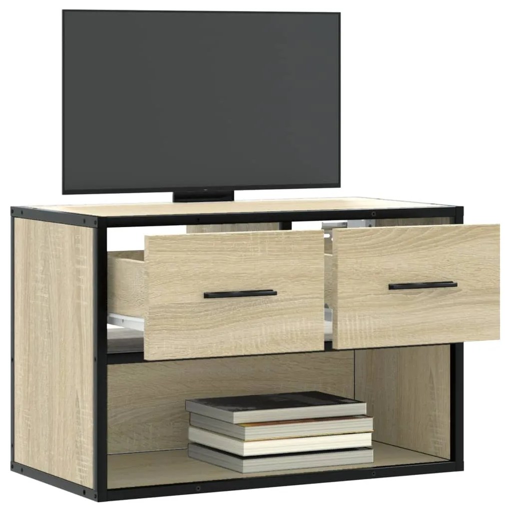 sonoma tölgy színű szerelt fa és fém TV-szekrény 60x31x39,5 cm