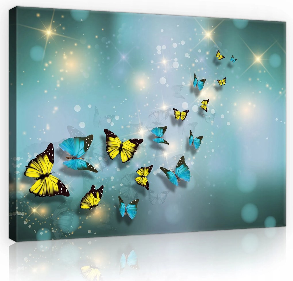 Vászonkép Lány Szobájába Pillangók Türkiz Modern Falra Nagy 100x70