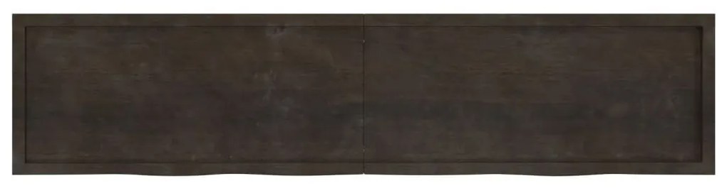 sötétbarna kezelt tömör tölgyfa fali polc 220 x 50 x (2-6) cm