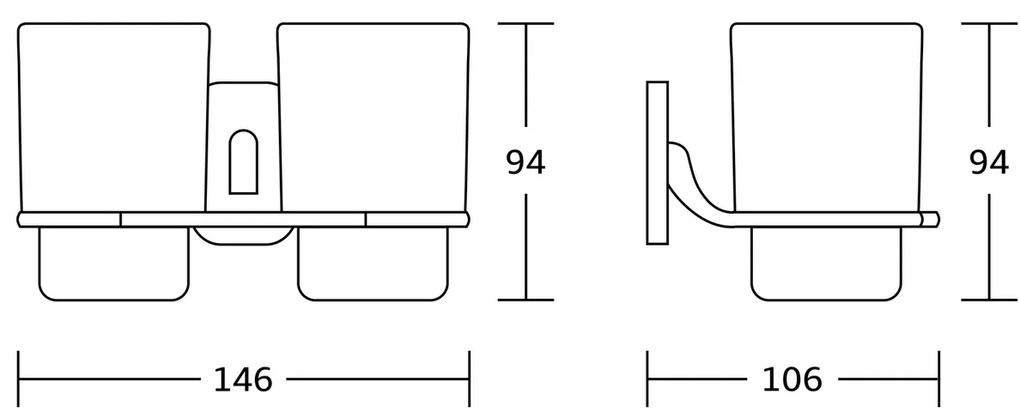 AQUALINE RB105 Rumba dupla pohártartó, tejüveg