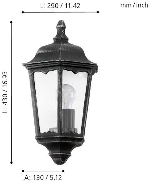 Eglo 93459 - Kültéri fali lámpa NAVEDO 1xE27/60W/230V