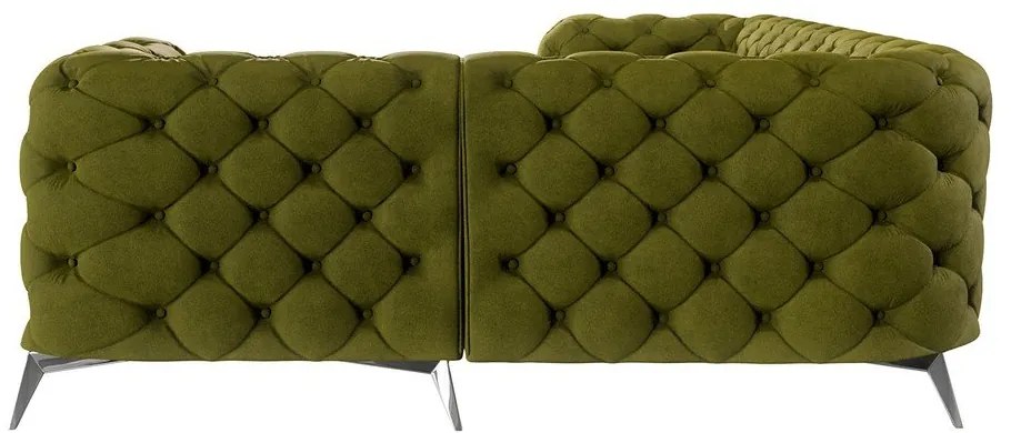 Zöld bársony sarokkanapé (jobb oldali-L alakú) Chelsea – Ropez