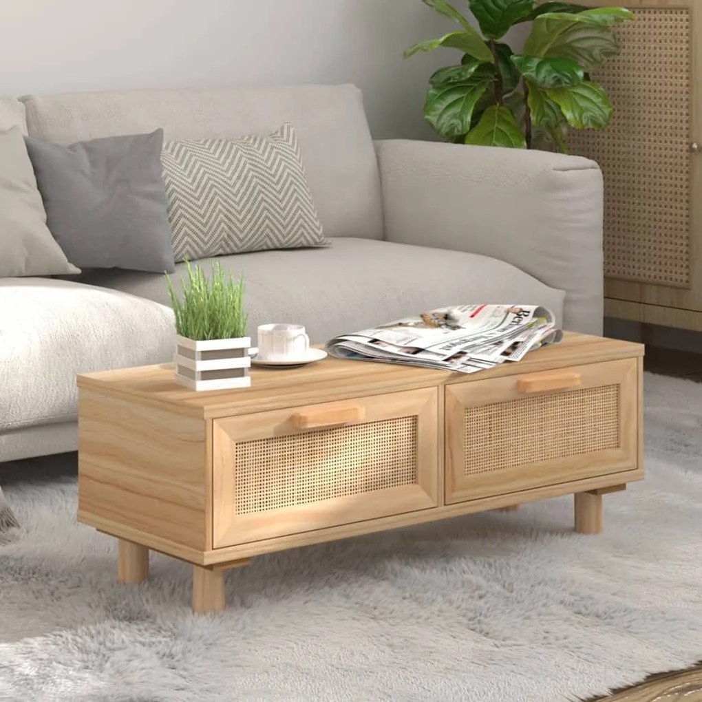 Barna szerelt fa és tömör fenyőfa dohányzóasztal 80x40x30 cm