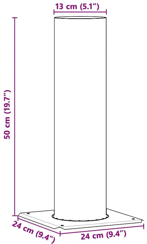 Kémény fej kiterjesztés Ezüst 24 x 24 x 50 cm Rozsdamentes acél