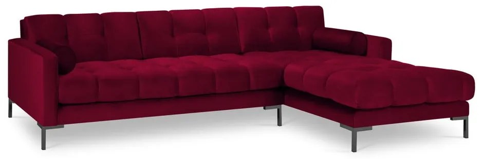 Bali piros bársony sarokkanapé, jobb oldali - Cosmopolitan Design