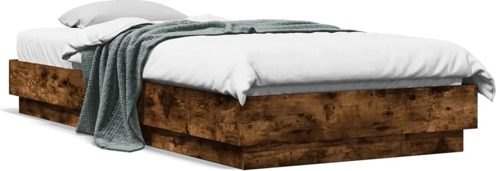 vidaXL füstös tölgy színű szerelt fa ágykeret matrac nélkül 100x200 cm