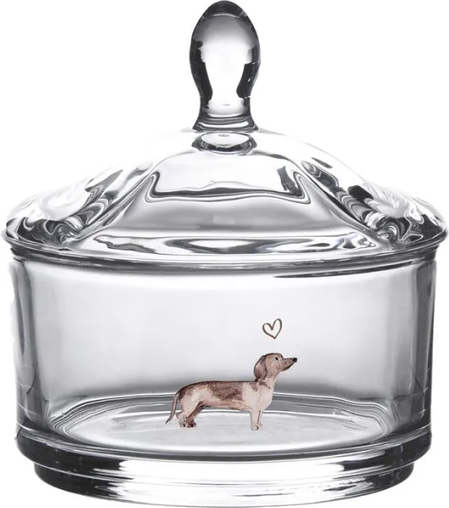 Dachshund Love tacskó mintás üvegdoboz 9x9 cm