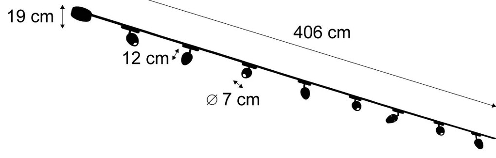 Modern sínrendszer 8 fekete spotlámpával, 1 fázisú - Magnetic Eggy