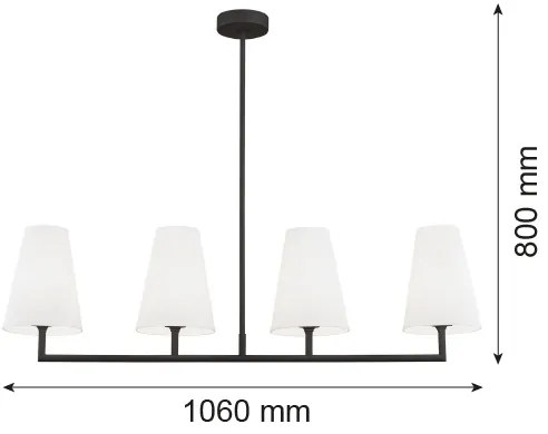 Argon 1831 - Csillár rúdon SAFIANO 4xE27/15W/230V fekete