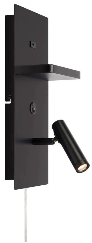 Markslöjd 109018 - LED fali lámpa polccal és USB-porttal CARICA 4W/230V fekete