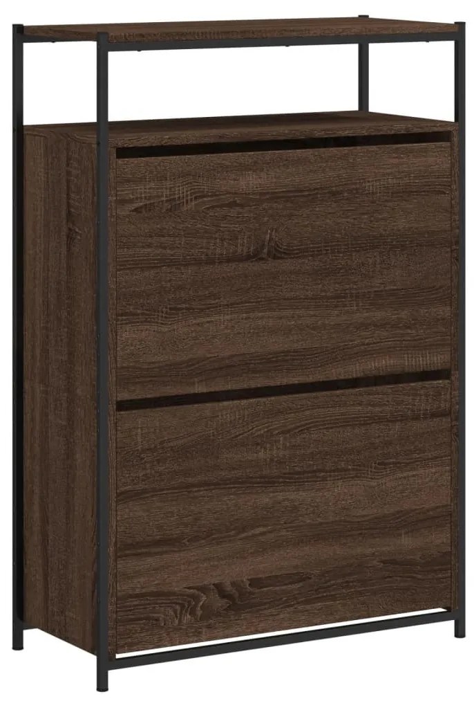 barna tölgyszínű szerelt fa cipősszekrény 75 x 34 x 112 cm