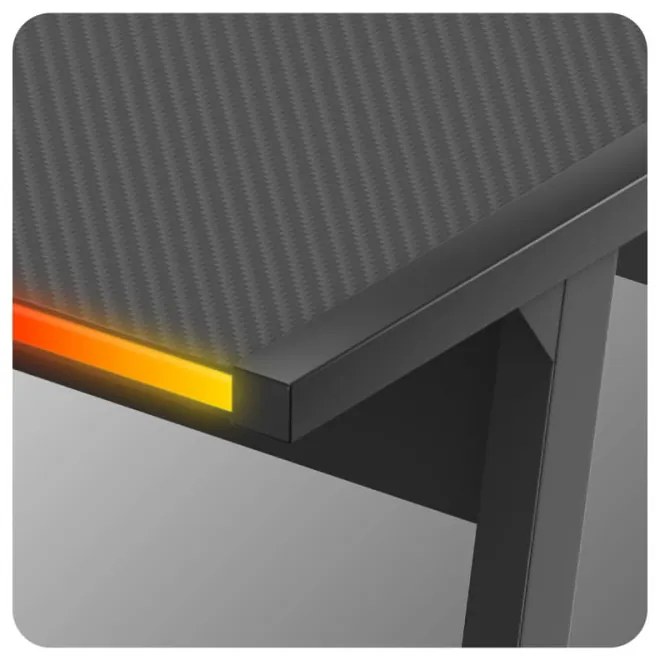 Sarok gamer asztal, íróasztal 147x112cm RGB SMART fekete.