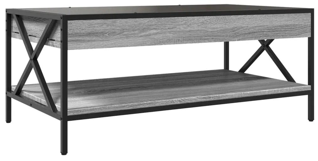 szürke sonoma végtelen hatású LED-es dohányzóasztal 90x50x38 cm