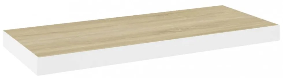 tölgyszínű és fehér MDF lebegő fali polc 60 x 23,5 x 3,8 cm