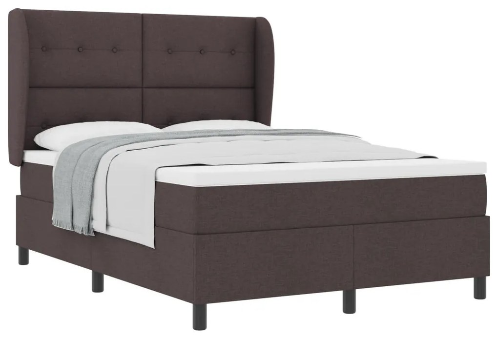 Boxspring Ágy Mattal - Sötétbarna, 160x200 cm Szövet