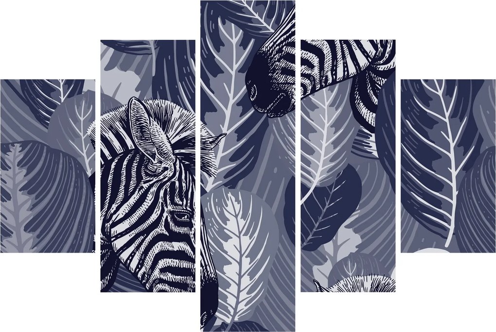 Kép - Kék zebrák (150x105 cm)