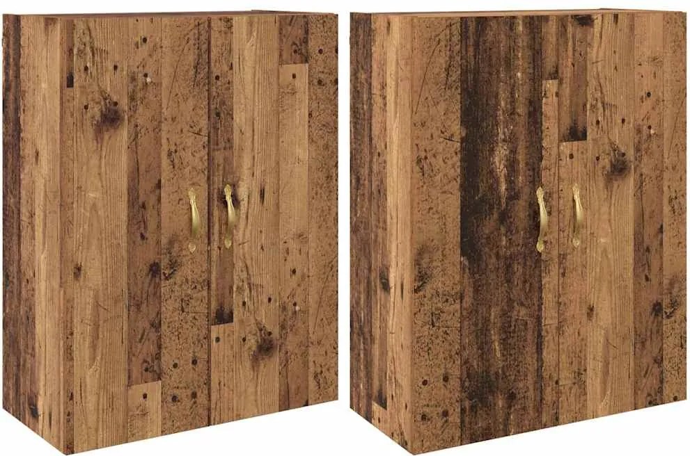 vidaXL Fali szekrény 2 pcs Öreg fa 69,5 x 34 x 90 cm Faanyag