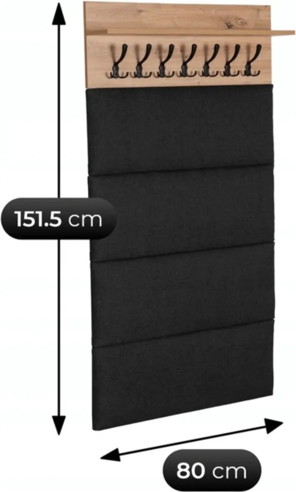 PRATO fali előszobafogas 80 cm, artisan tölgy/grafit színben