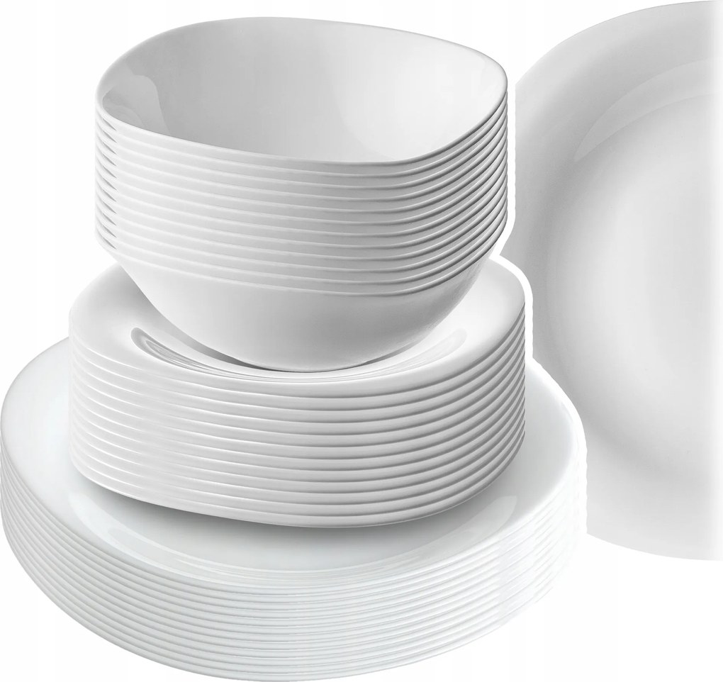Ebédlő Szett 12 Személyes Tányér Szett Nagy Étkészlet Fehér 36 db-os