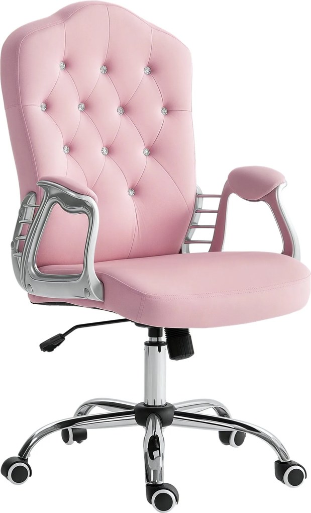 HOMCOM Irodai Szék, Ergonomikus Íróasztali Szék Rázkódási Funkcióval, Forgatható Funkcióval, Magasságban Állítható Számítógép Szék Csillogó Kristálygo