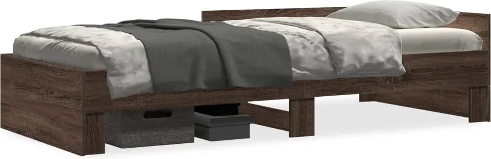 vidaXL barna tölgy színű szerelt fa ágykeret matrac nélkül 75x190 cm