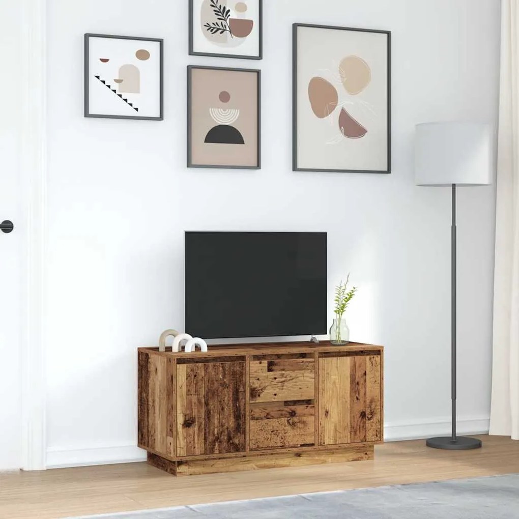 antik fa színű TV-szekrény LED-lámpákkal 100x41x50 cm