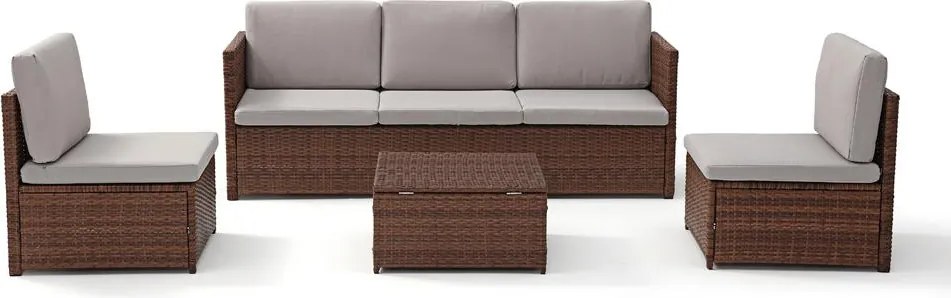 AVENBERG VIS Kerti rattan garnitúra - barna/világosszürke