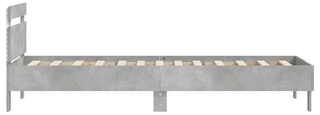 betonszürke ágykeret fejtámlával és LED-világítással 90x200 cm