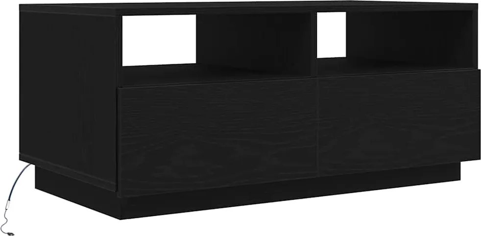 vidaXL fekete tölgyszínű dohányzóasztal LED-lámpákkal 90x49x40 cm