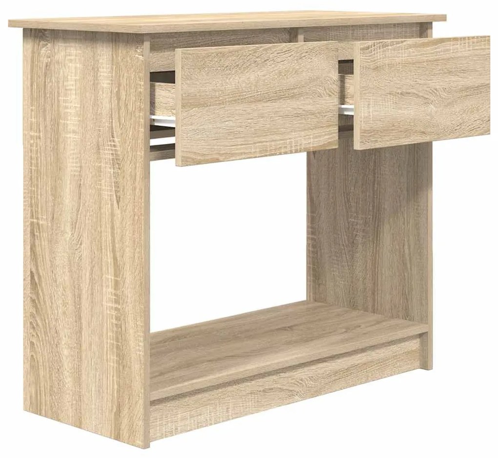 sonoma tölgy színű konzolasztal fiókokkal 85,5x38,5x74,5 cm