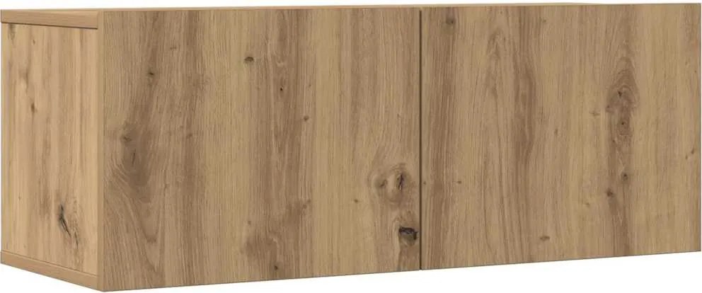 vidaXL 2 db kézműves tölgy falra szerelhető TV-szekrény 80x30x30 cm