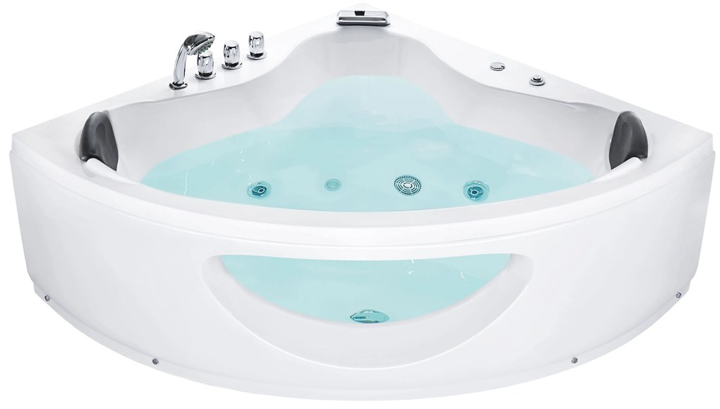 Fehér whirlpool masszázskád LED világítással 205 x 146 cm TOCOA Beliani