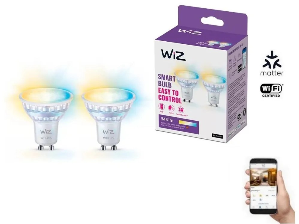 WiZ KÉSZLET 2x LED Dimmelhető izzó PAR16 GU10/4,7W/230V 2700-6500K CRI 90 Wi-Fi-WiZ WI0158