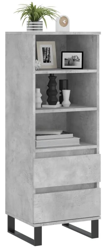 betonszürke szerelt fa magasszekrény 40 x 36 x 110 cm