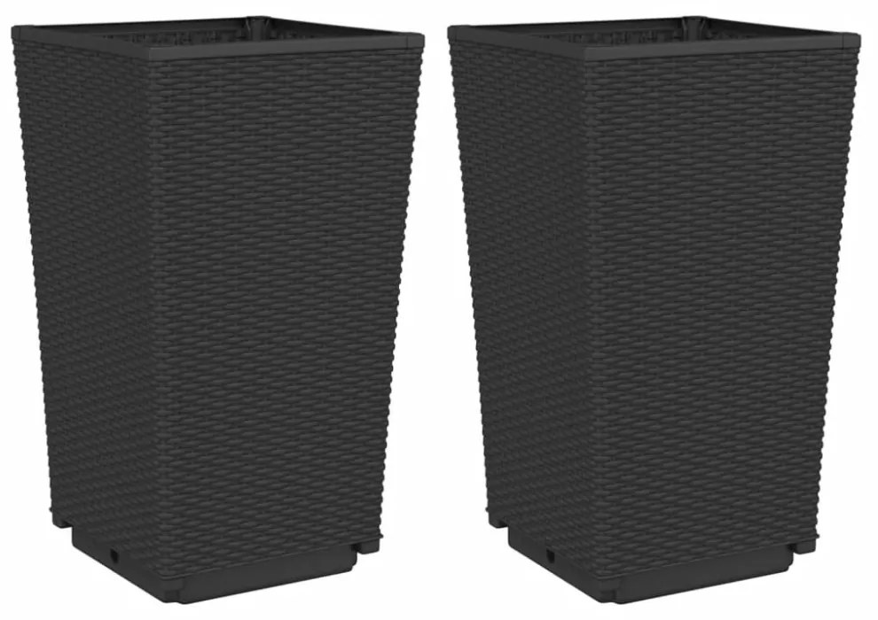 2 db fekete polipropilén kerti ültetőláda 32,5 x 32,5 x 57 cm